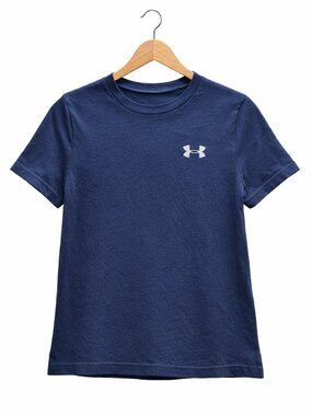 Under Armour Boys YXS Navy Blue Sportstyle Cotton HeatGear Logo T-Shirt